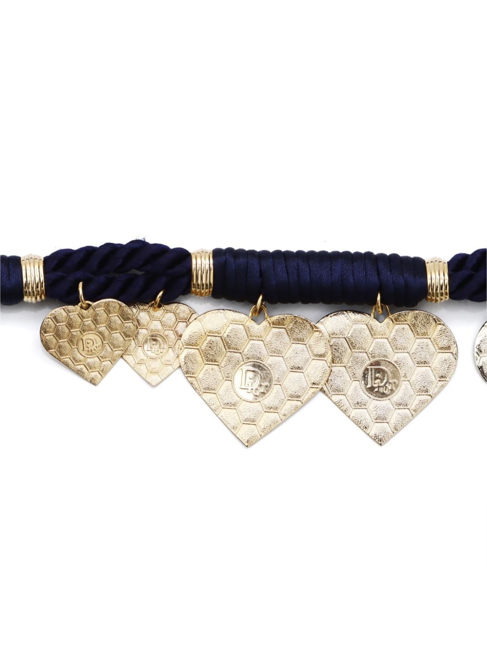Pre-owned Dior Heart-charm Braided Belt In Blue