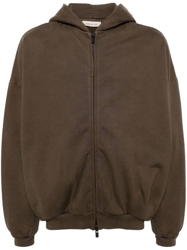 Fear Of God zip-up Cotton Hoodie | Brown | FARFETCH LB