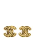 CHANEL Pre-Owned 1980-1990s CC diamond-quilted clip-on earrings - Gold