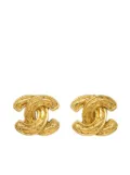 CHANEL Pre-Owned 1980-1990s CC diamond-quilted clip-on earrings - Gold