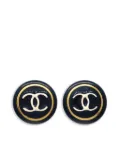 CHANEL Pre-Owned 1997 CC-logo button clip-on earrings - Black