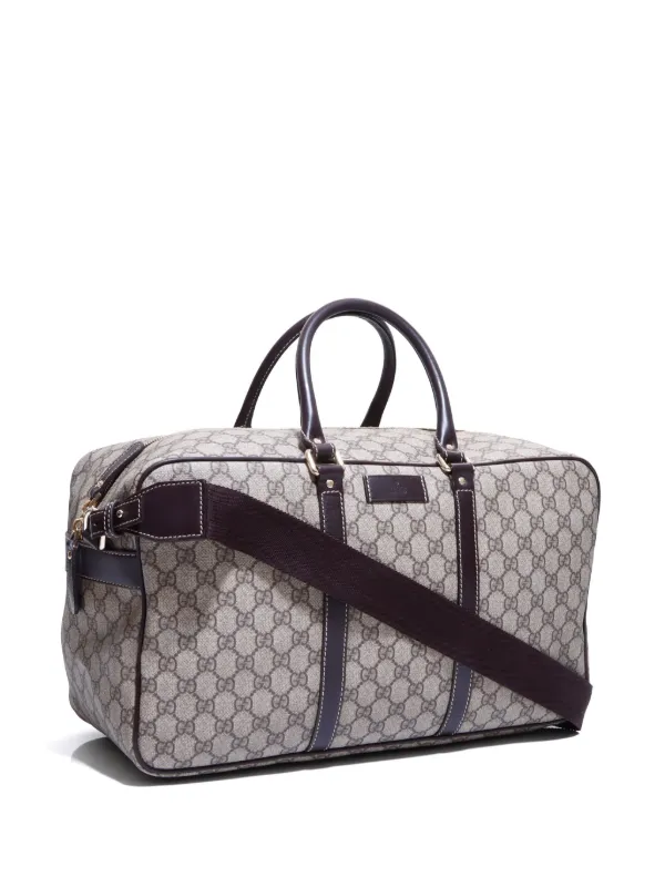 Gucci Pre Owned GG Supreme two way travel bag women PVC Calf Leather One Size Neutrals