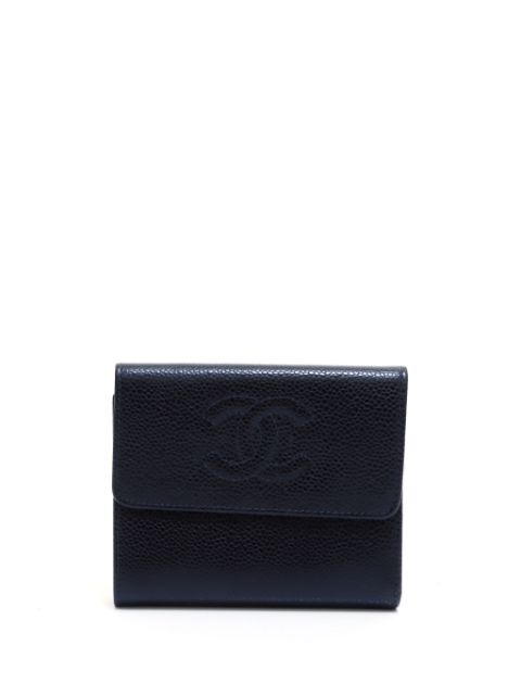 HOT SALE CHANEL 2003-2004 CC stitch compact wallet Women