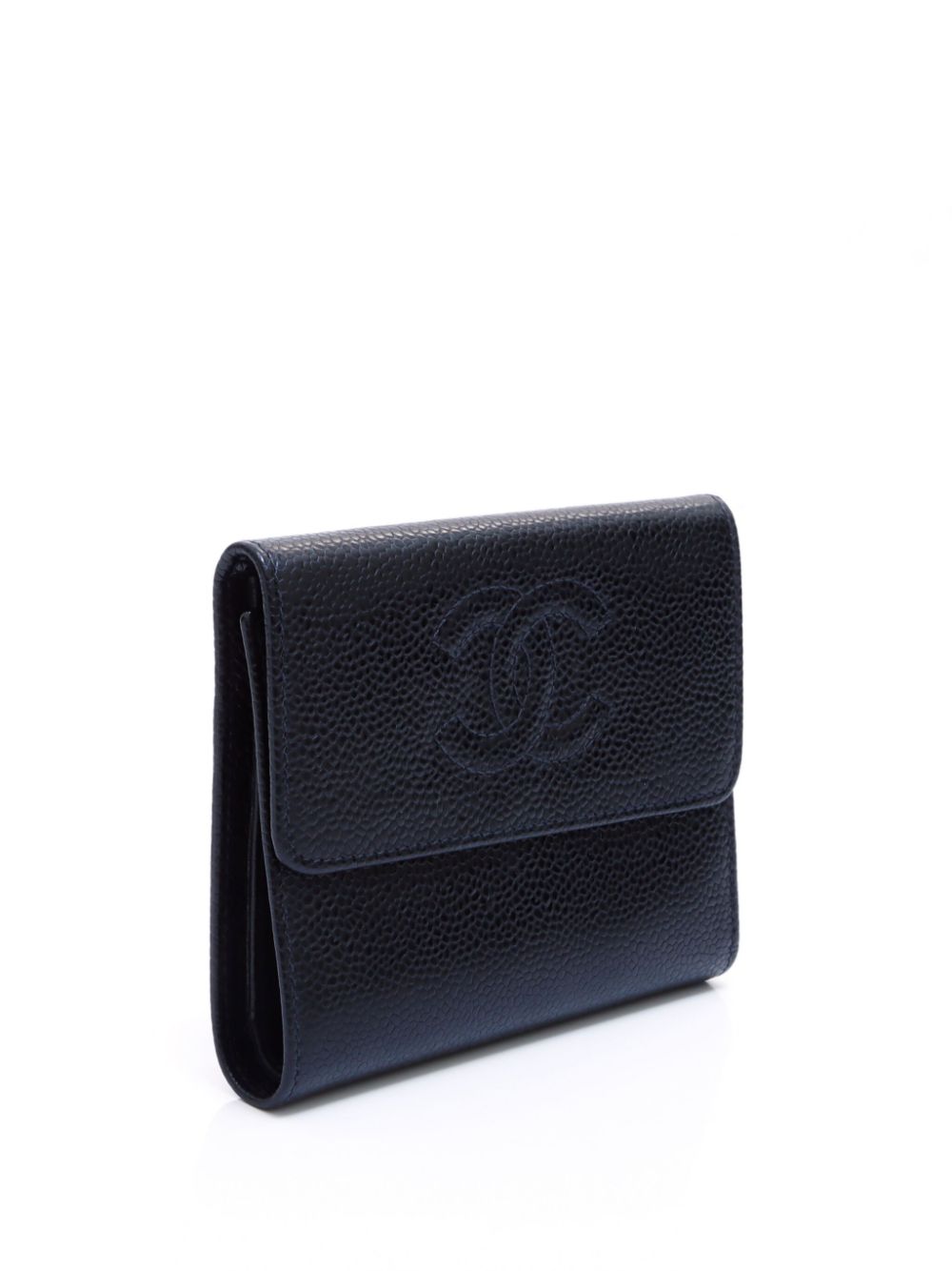 CHANEL 2003-2004 CC stitch compact wallet Women