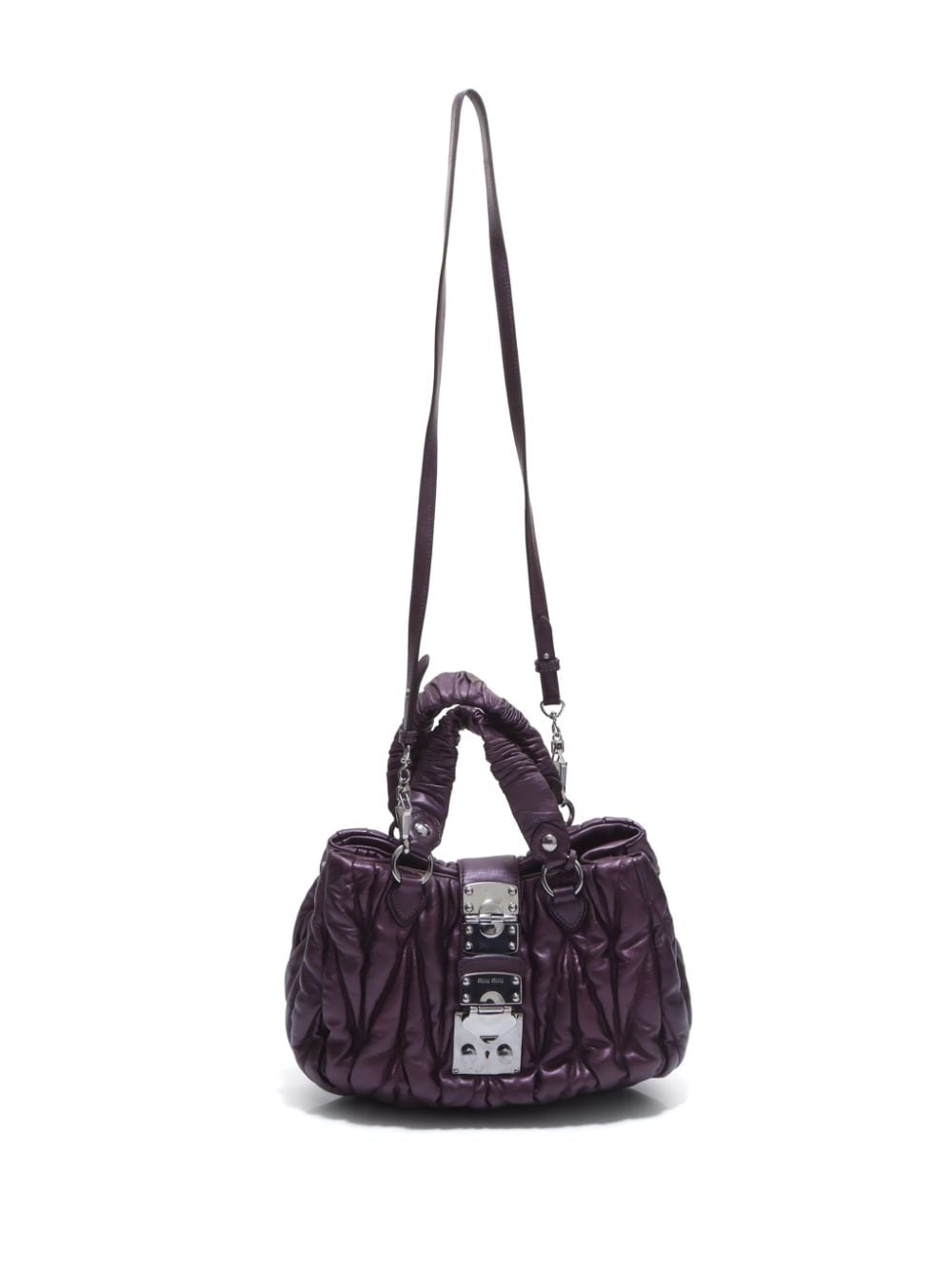 Pre-owned Miu Miu Matelassé-effect Leather Handbag In Purple