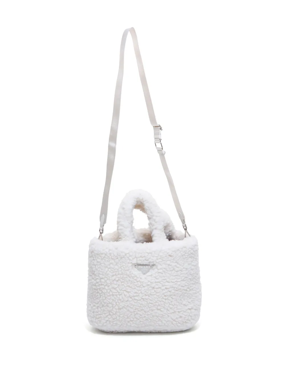 Pre-owned Prada Shearling Two-way Bag In White