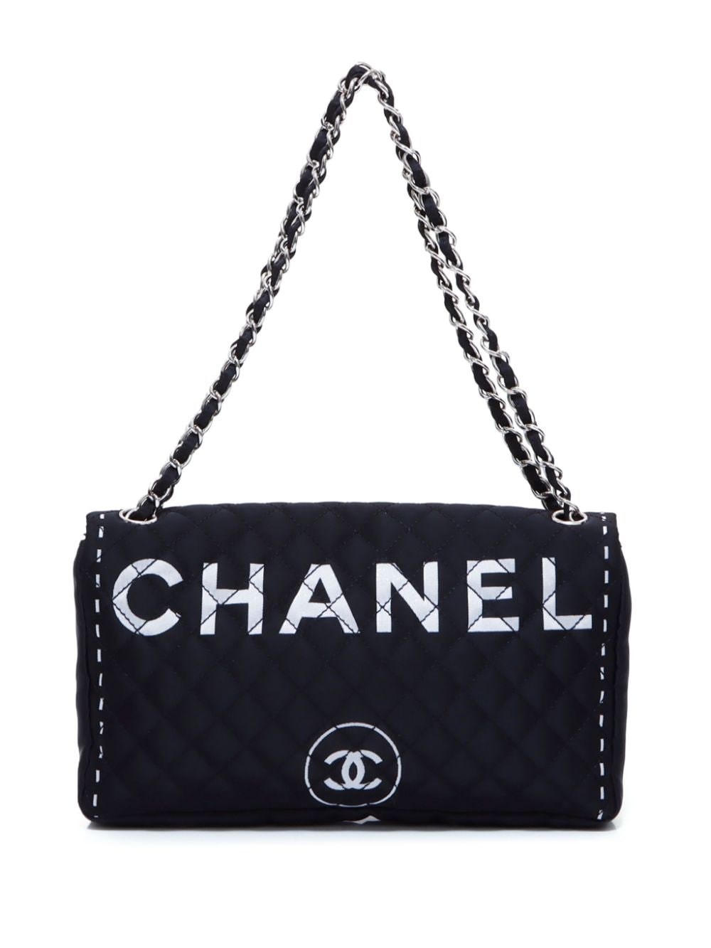 Pre-owned Chanel 2011 Logo-print Diamond-quilted Shoulder Bag In Black