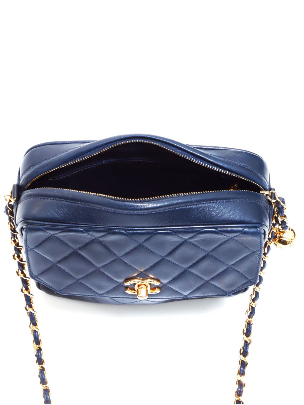 Pre-owned Chanel 2002 Cc Turn-lock Diamond-quilted Shoulder Bag In Blue