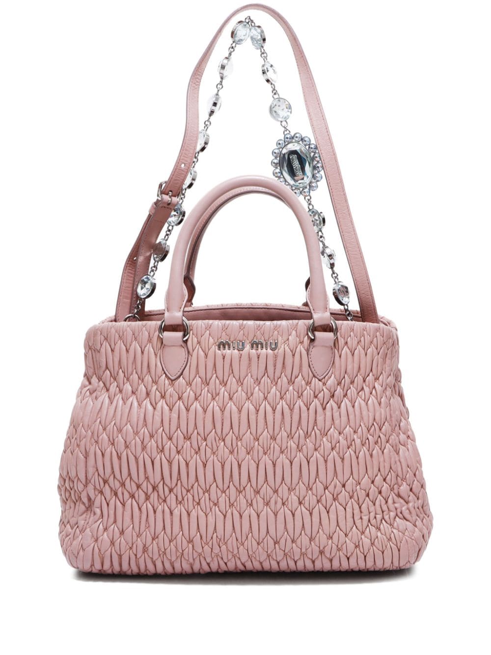 Pre-owned Miu Miu Miu Crystal Two-way Handbag In Pink