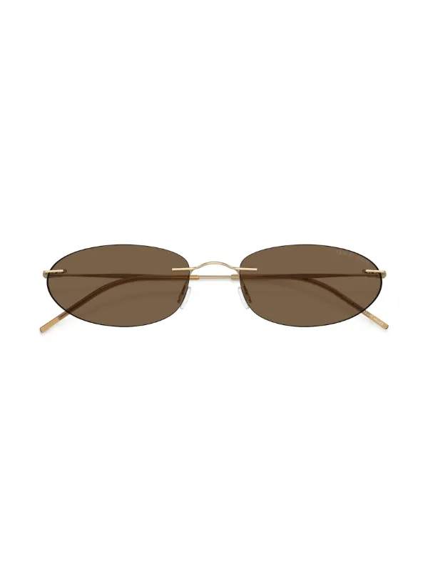 Giorgio Armani Rimless oval-frame Sunglasses | Gold | FARFETCH