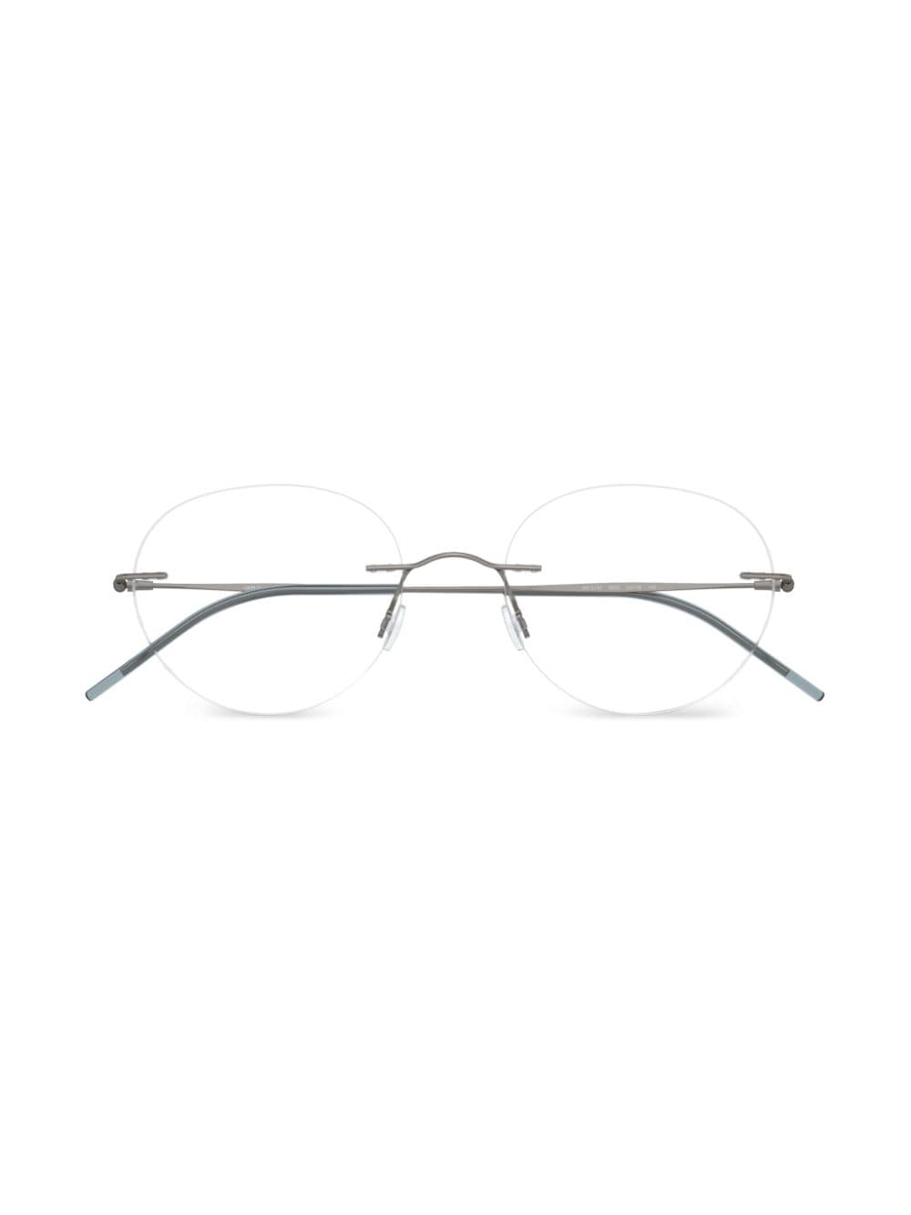 Shop Giorgio Armani Rimless Round-frame Glasses In Silver