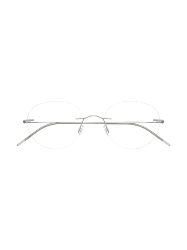 Giorgio Armani Rimless round frame Glasses Silver FARFETCH ZA