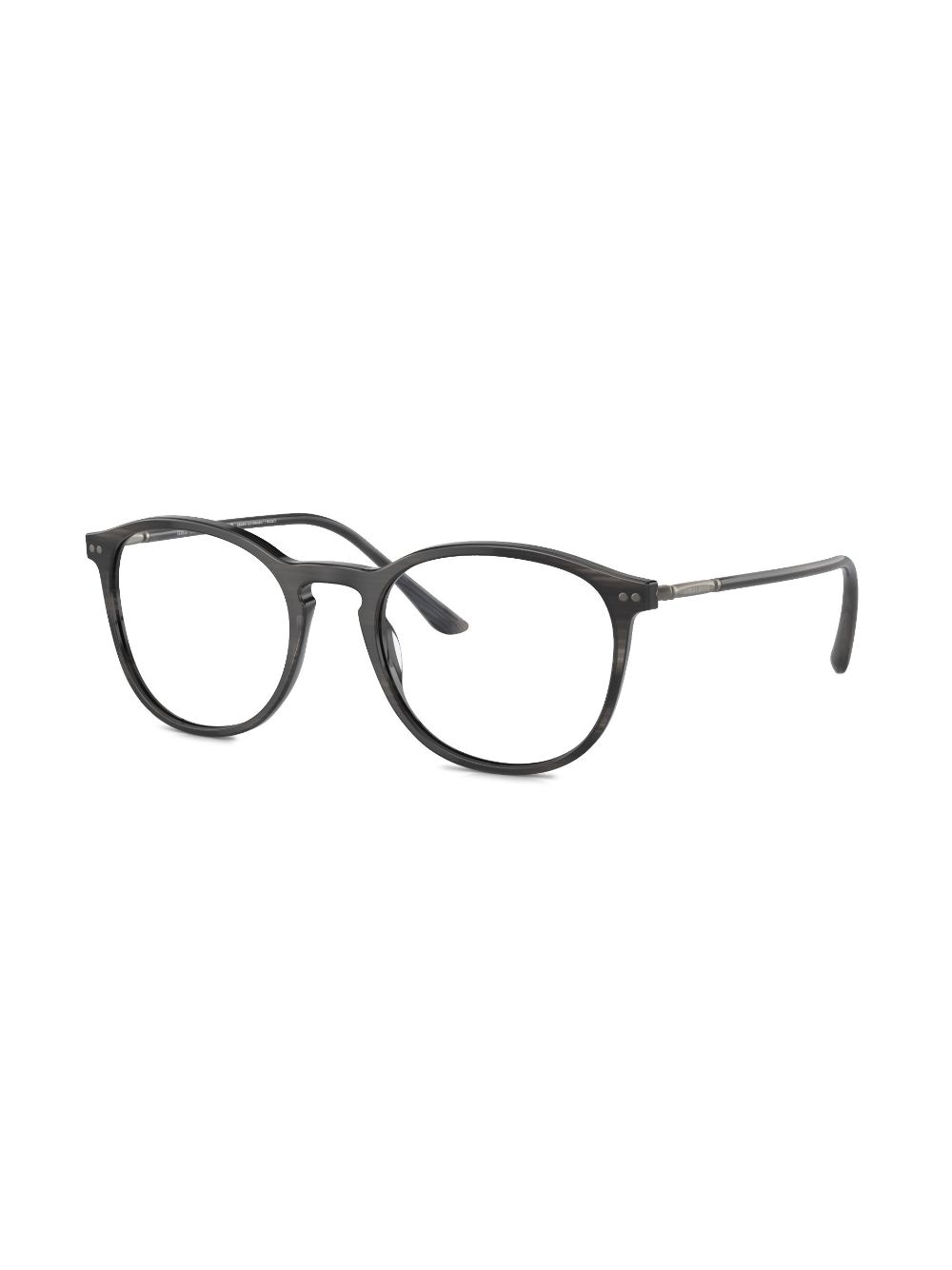 Shop Giorgio Armani Striped Round-frame Glasses In Grey