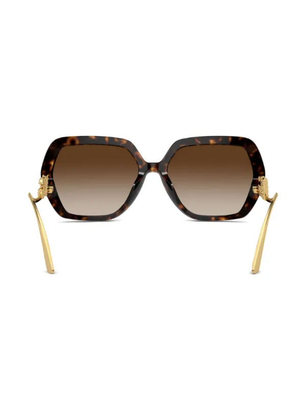 Dolce Gabbana Eyewear Óculos De Sol Oversized Crystal Dourado