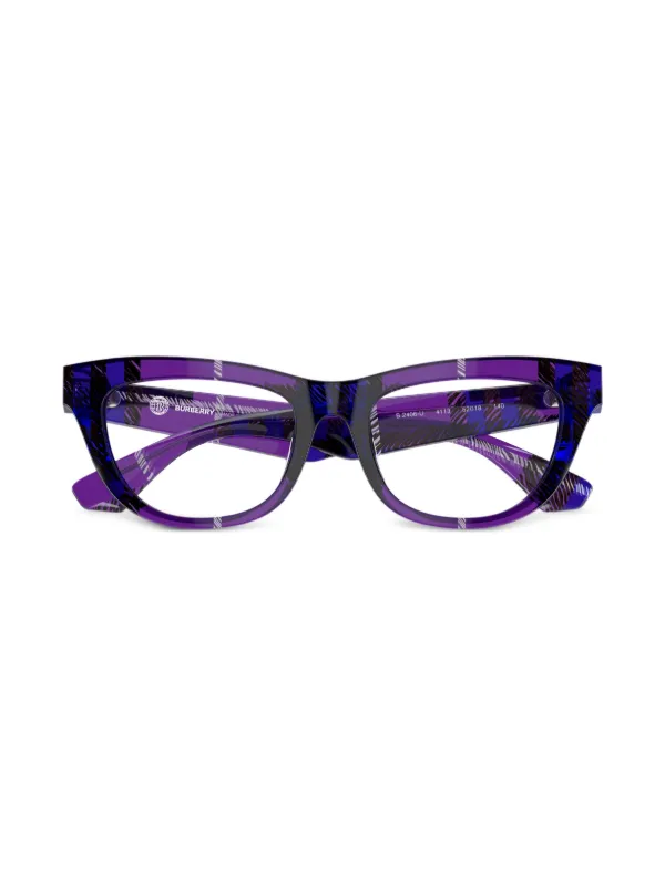 Burberry Eyewear check-pattern cat-eye Glasses | Purple  display picture 1