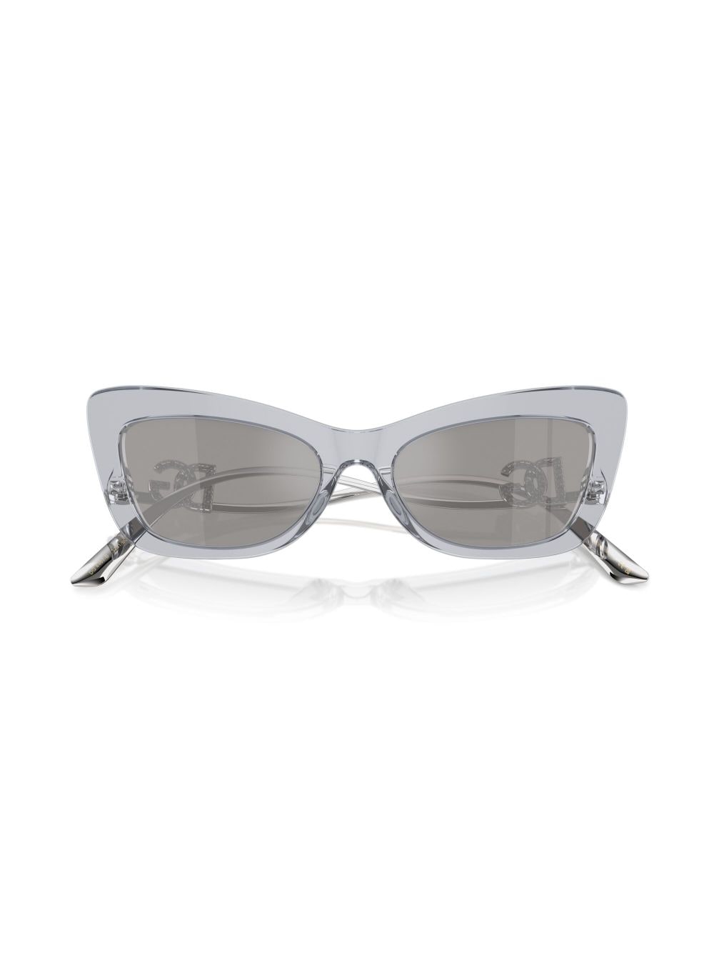 Shop Dolce & Gabbana Crystal Cat-eye Sunglasses In Silver