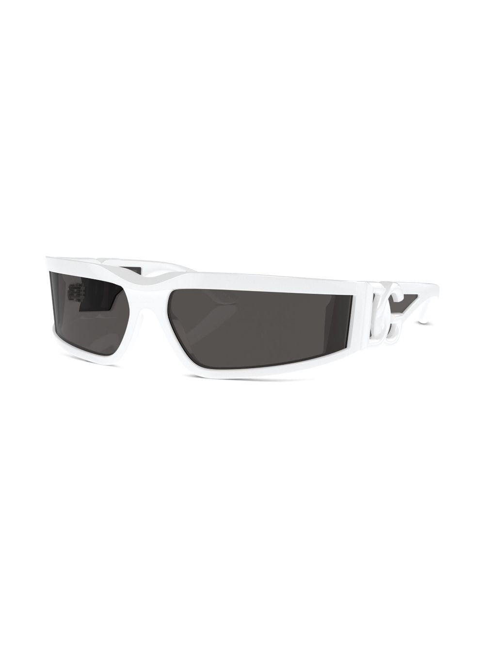 Shop Dolce & Gabbana Logo-plaque Wraparound Sunglasses In White