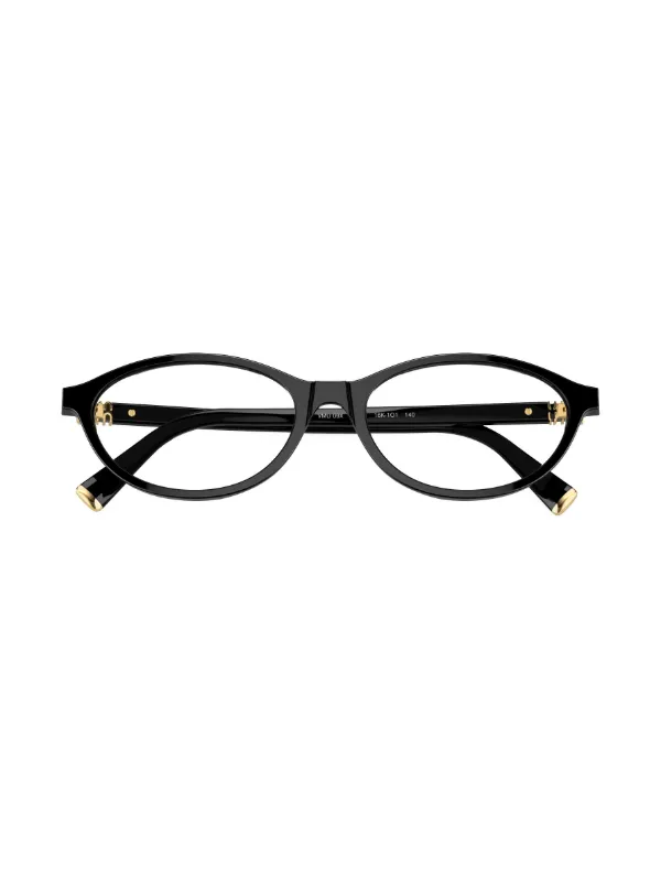 MiuMiu ロゴ入り オーバル型 メガネ 上品 知的 フレーム ロゴ Miu Miu Eyewear オーバル眼鏡フレーム | ブラック | FARFETCH JP