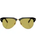 Miu Miu Eyewear logo-lettering navigator-frame sunglasses - Black