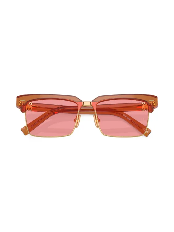 Miu Miu Eyewear スクエアフレーム サングラス | ブラウン | FARFETCH JP