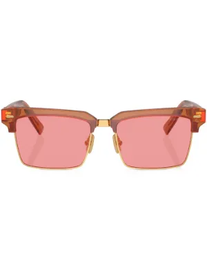 Miu Miu サングラス ピンクレンズ ゴールドフレーム Miu Miu Eyewear オーバルフレーム サングラス | ピンク | FARFETCH JP