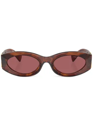 Miu Miu ブラウンオーバルサングラス Miu Miu Eyewear オーバルフレーム サングラス | ブラウン | FARFETCH JP