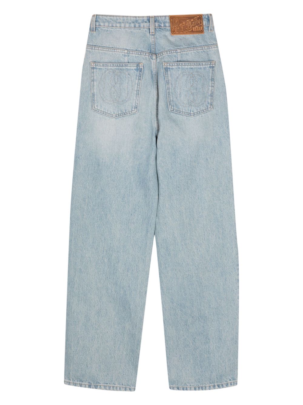 Shop Bally Logo-patch Straight Jeans In Blau