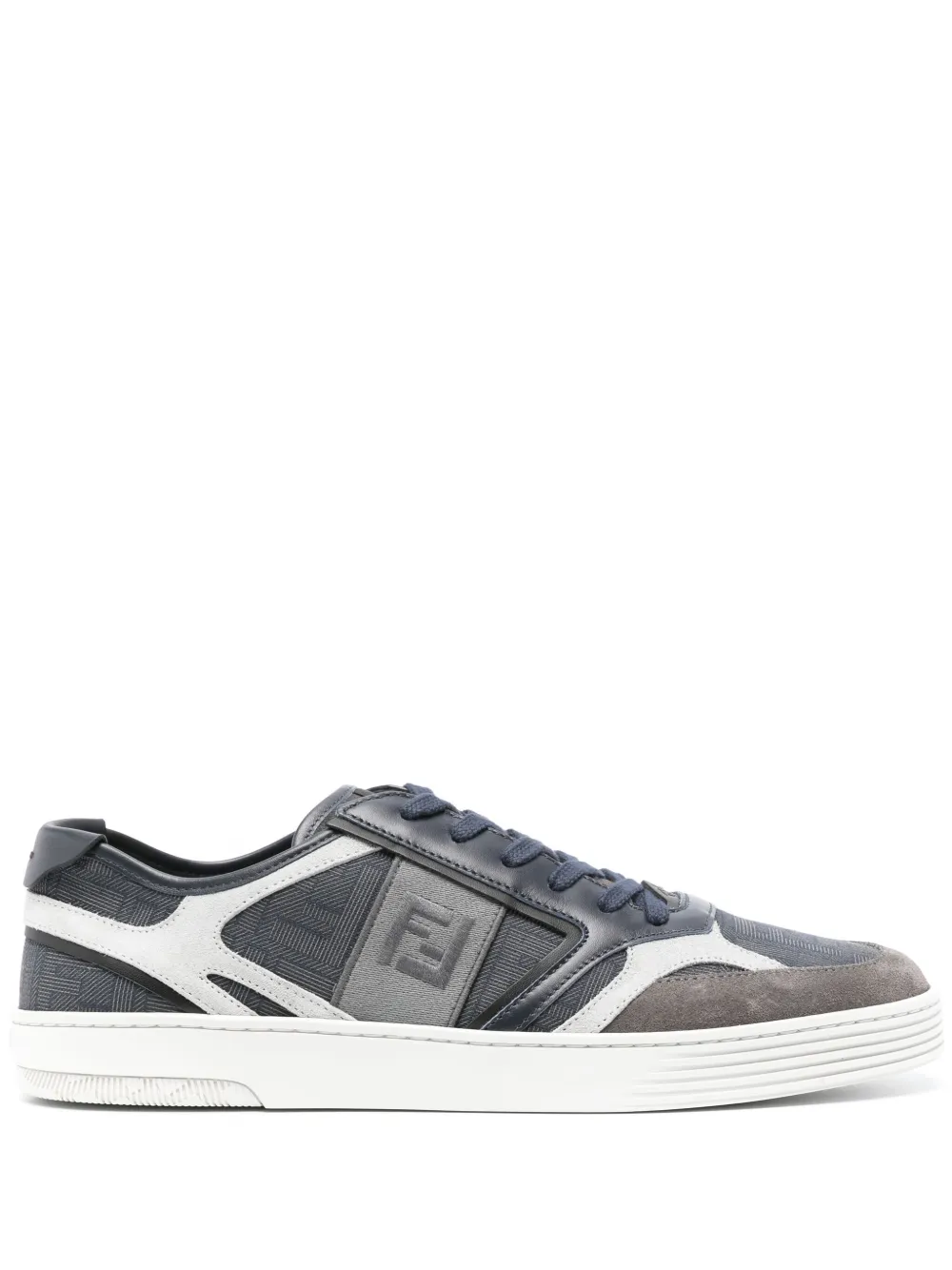 Fendi Logo-embroidered Panelled Trainers In Blue