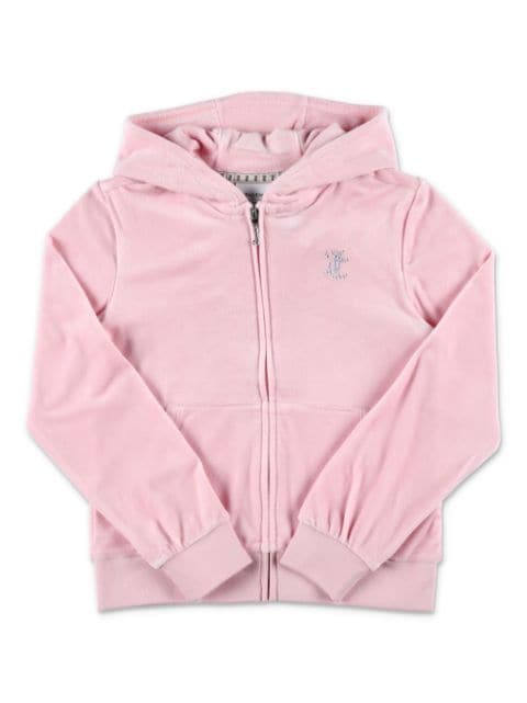 Juicy Couture Kids crystal-embellished velvet hoodie