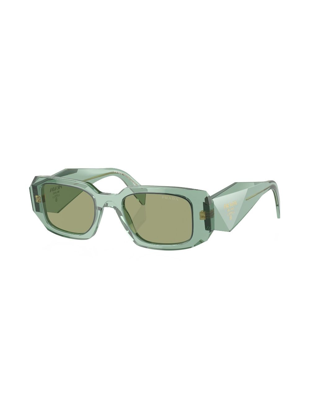 Shop Prada Pr 17ws Rectangle Frame Sunglasses In Green