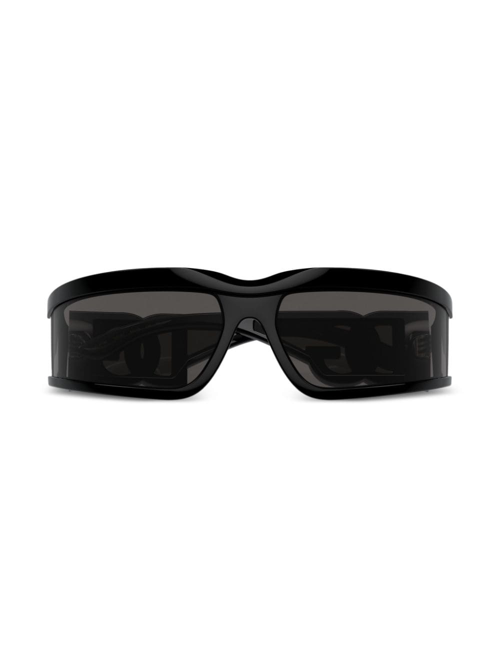 Shop Dolce & Gabbana Logo-plaque Wraparound Sunglasses In Black