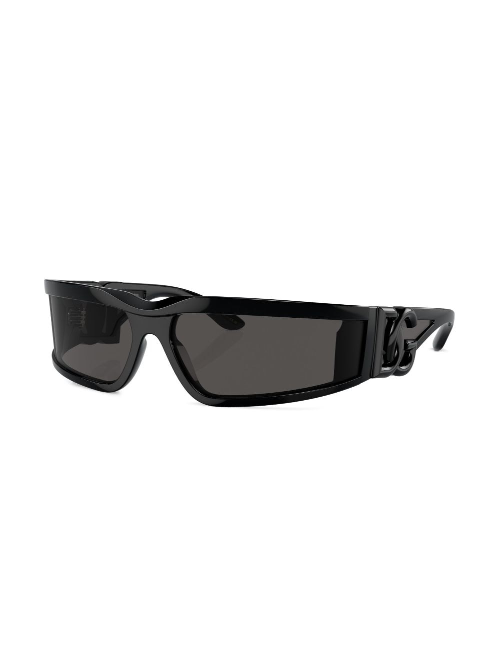 Shop Dolce & Gabbana Logo-plaque Wraparound Sunglasses In Black