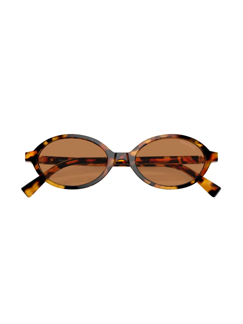 Shop Miu Miu Tortoiseshell-effect Oval-frame Sunglasses In Brown