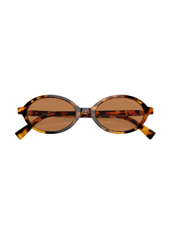 Miu Miu Eyewear トータスシェル オーバルサングラス | グリーン