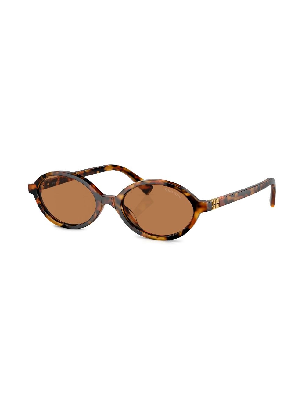 Shop Miu Miu Tortoiseshell-effect Oval-frame Sunglasses In Brown