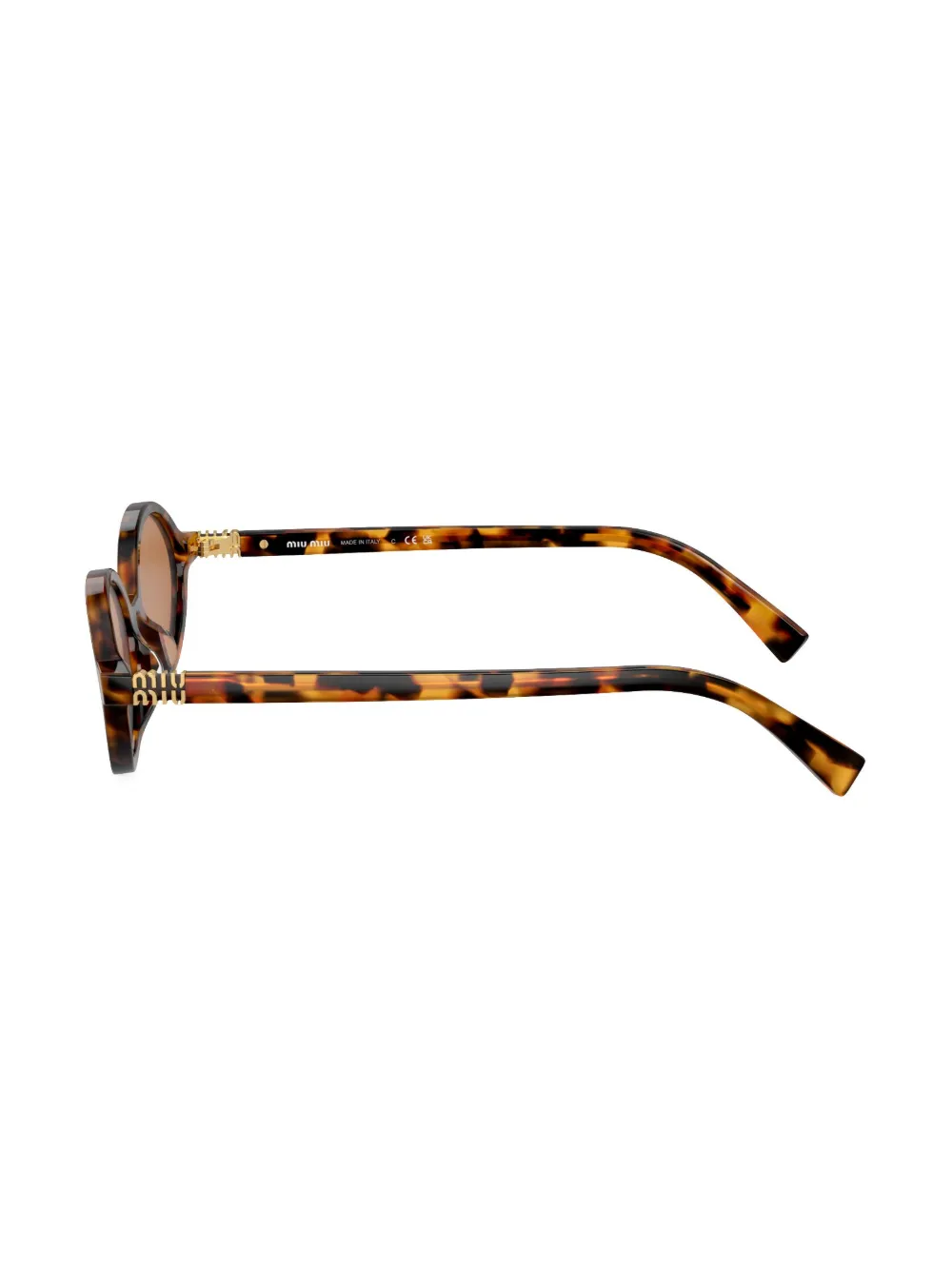 Shop Miu Miu Tortoiseshell-effect Oval-frame Sunglasses In Brown