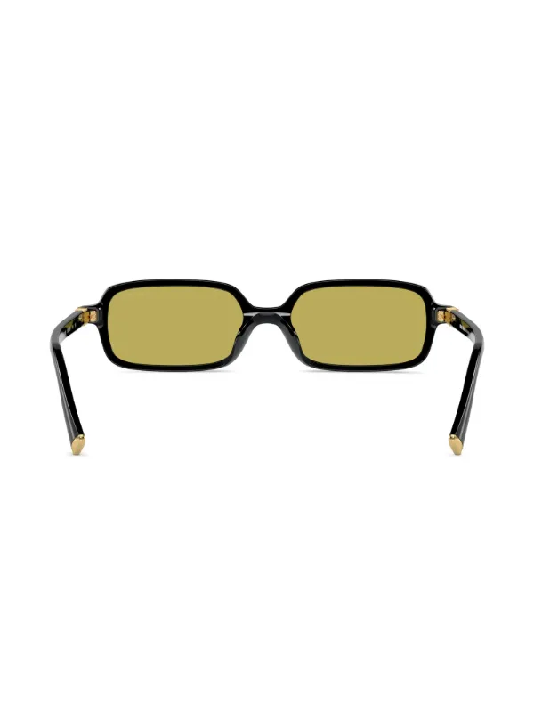 ♡miu miu サングラス ブラック スクエアフレーム ゴールド Miu Miu Eyewear スクエアフレーム サングラス | ブラック | FARFETCH JP