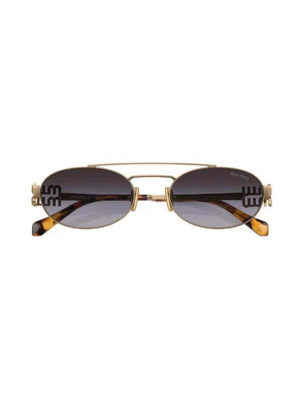 Miu Miu Eyewear logo-plaque Frameless Sunglasses | Gold