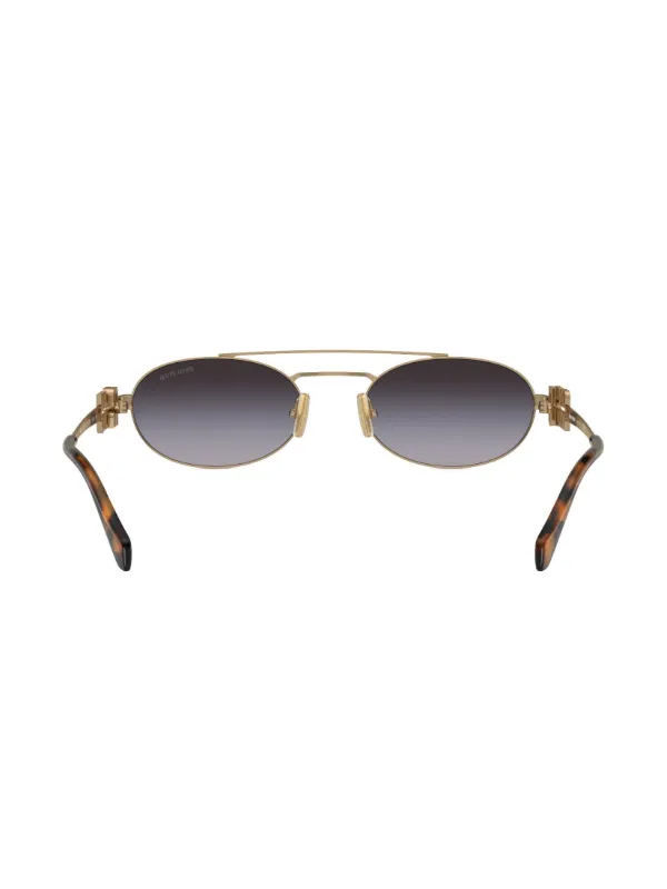 【完売必至】Miu Miu Oval ロゴ サングラス Miu Miu Eyewear logo-lettering oval-frame Sunglasses | Gold