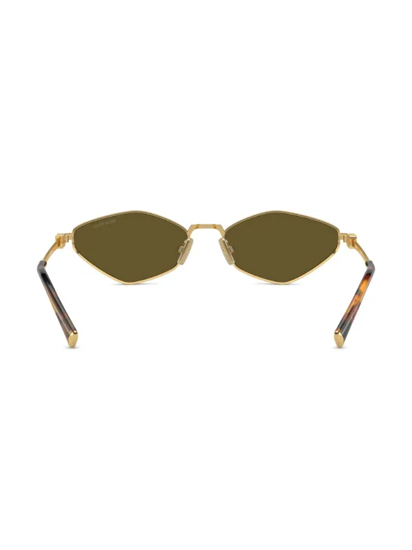 Miu Miu Eyewear logo-lettering geometric-frame Sunglasses - Farfetch