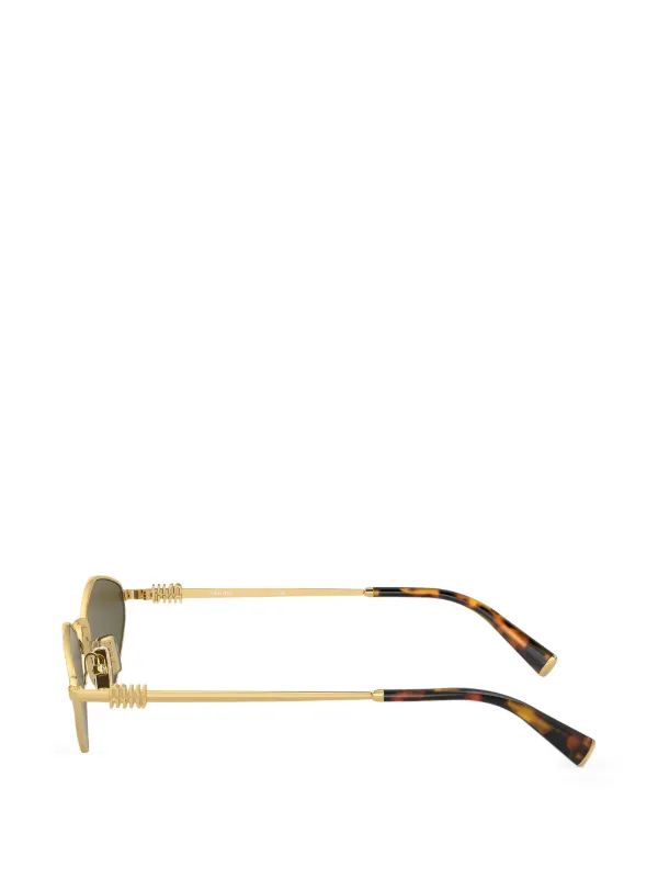 Miu Miu Eyewear Óculos De Sol Geométrico Com Logo | Dourado