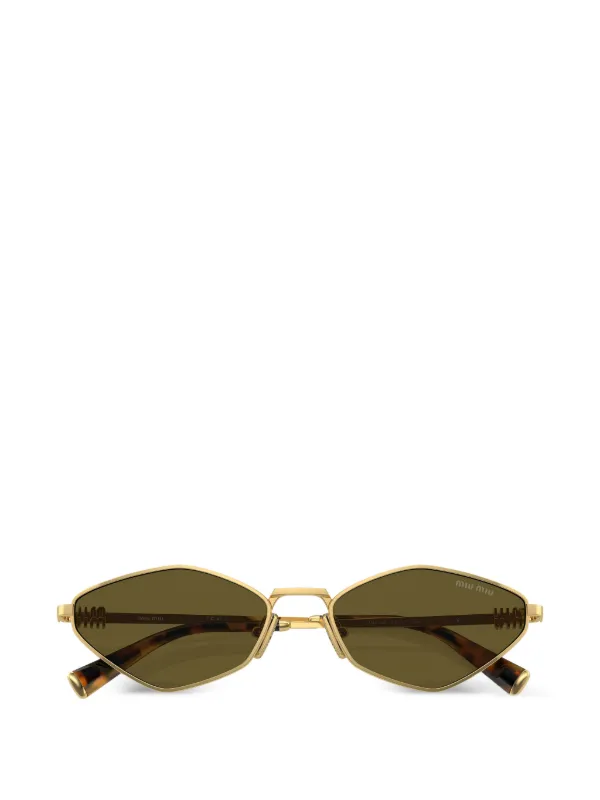 Miu Miu Eyewear Óculos De Sol Geométrico Com Logo | Dourado
