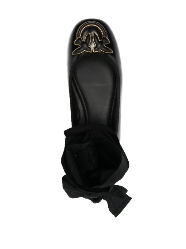 PINKO Love Birds Ballerina Shoes | Black | FARFETCH JO