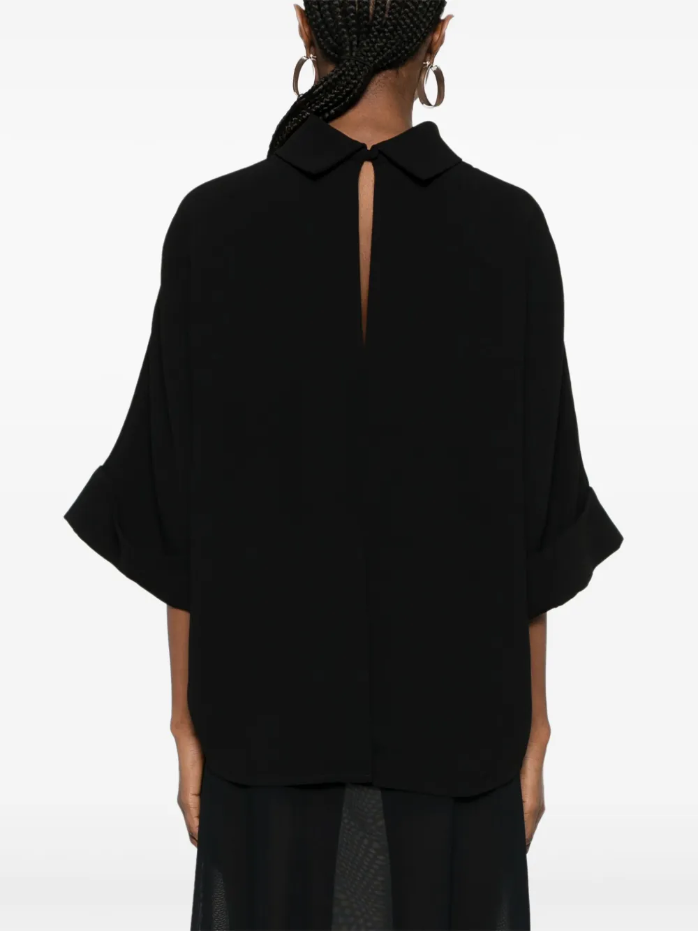 Shop Mark Kenly Domino Tan Bailee Crepe Blouse In Black