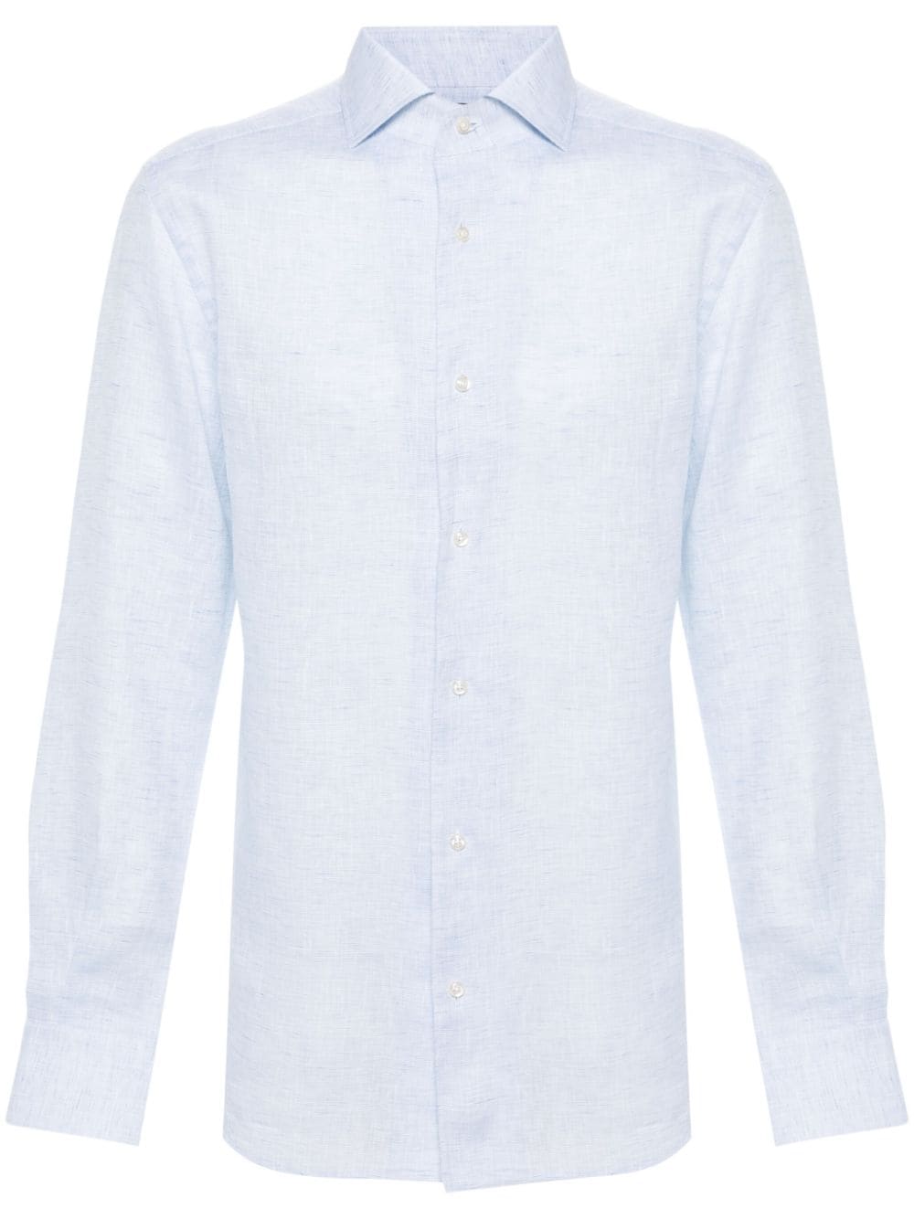 Boggi Milano Mélange-effect Linen Shirt In Blue