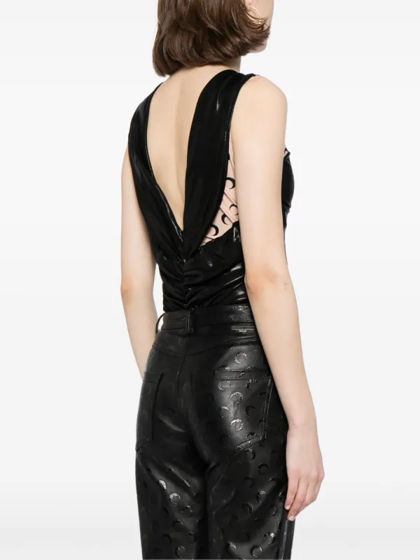 インナー・ルームウェアその他 MARINE SERRE SS24 Logo bodysuit (WTO393 PK60) Marine Serre logo-print Panelled Bodysuit | Black | FARFETCH
