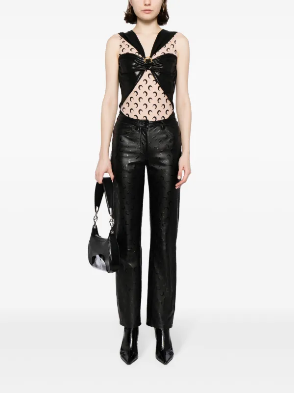 インナー・ルームウェアその他 MARINE SERRE SS24 Logo bodysuit (WTO393 PK60) Marine Serre logo-print Panelled Bodysuit | Black | FARFETCH