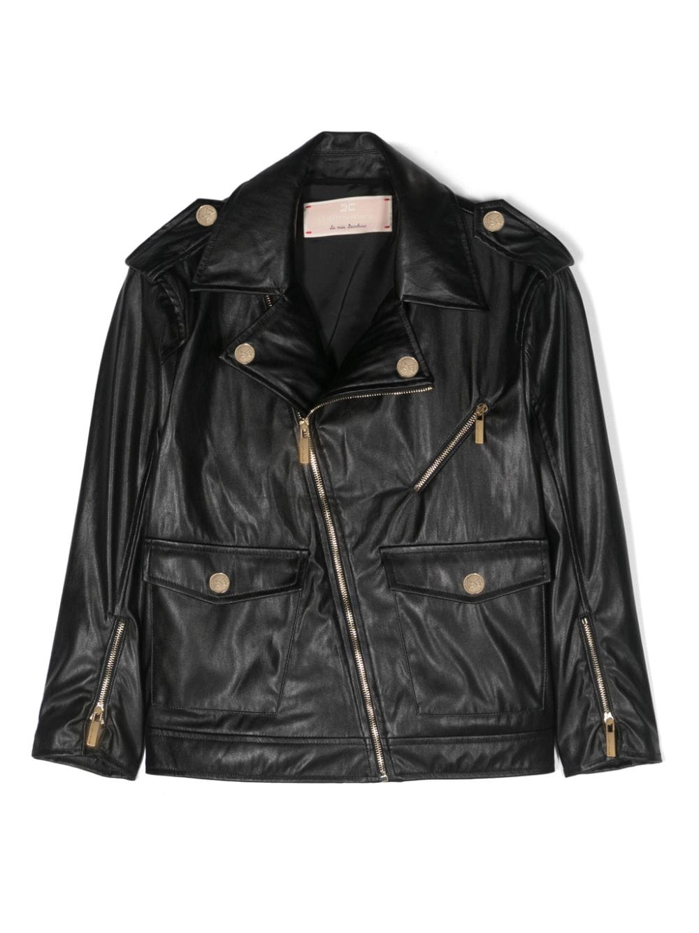 Elisabetta Franchi La Mia Bambina zip-up biker jacket - Black