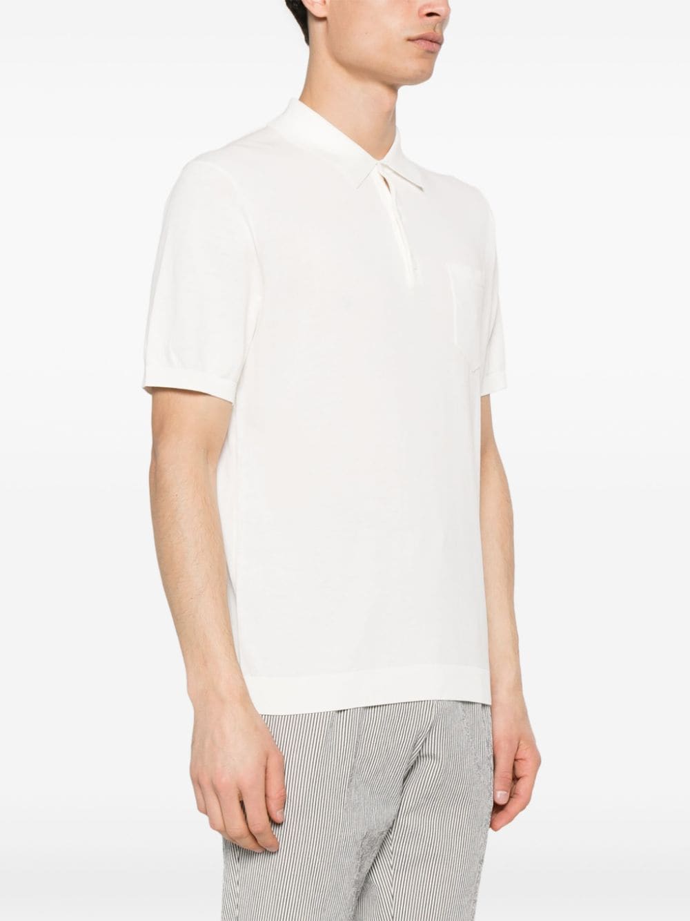 Shop Boggi Milano Cotton Knitted Polo Shirt In White