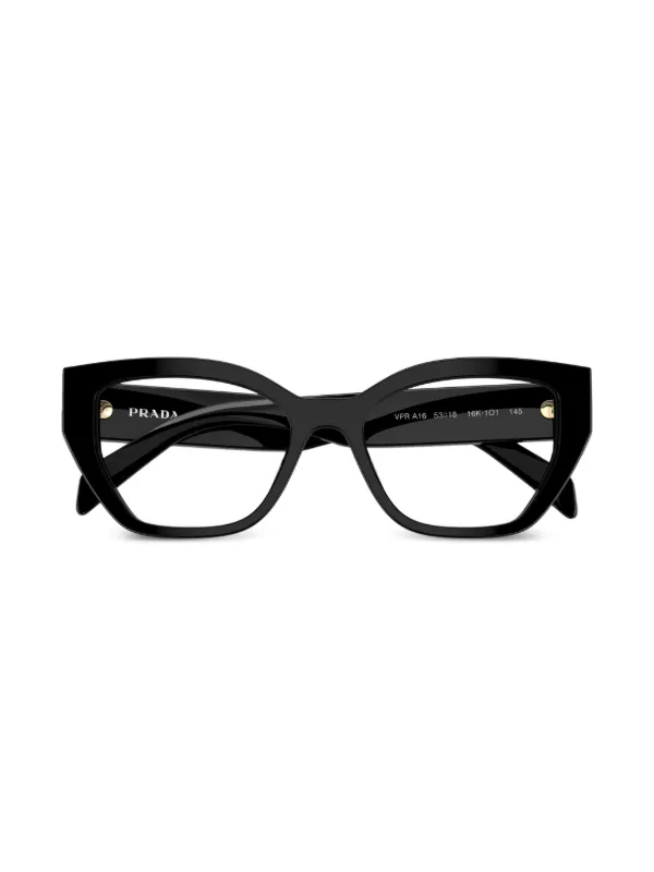 Prada Eyewear Matte geometric-frame Glasses | Black | FARFETCH